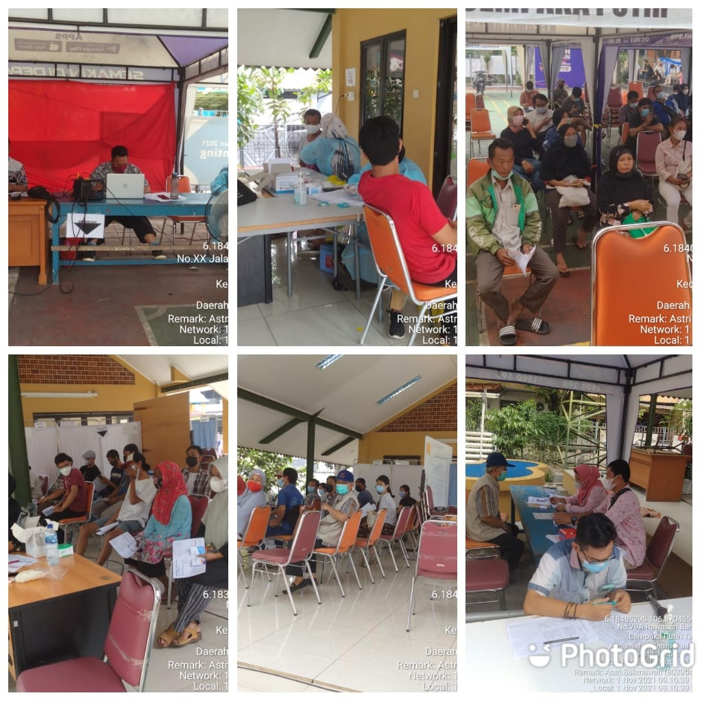 Kegiatan pelayanan Vaksinasi covid 19 lokasi RPTRA  Matahari oleh Puskesmas Kec. Cempaka Putih